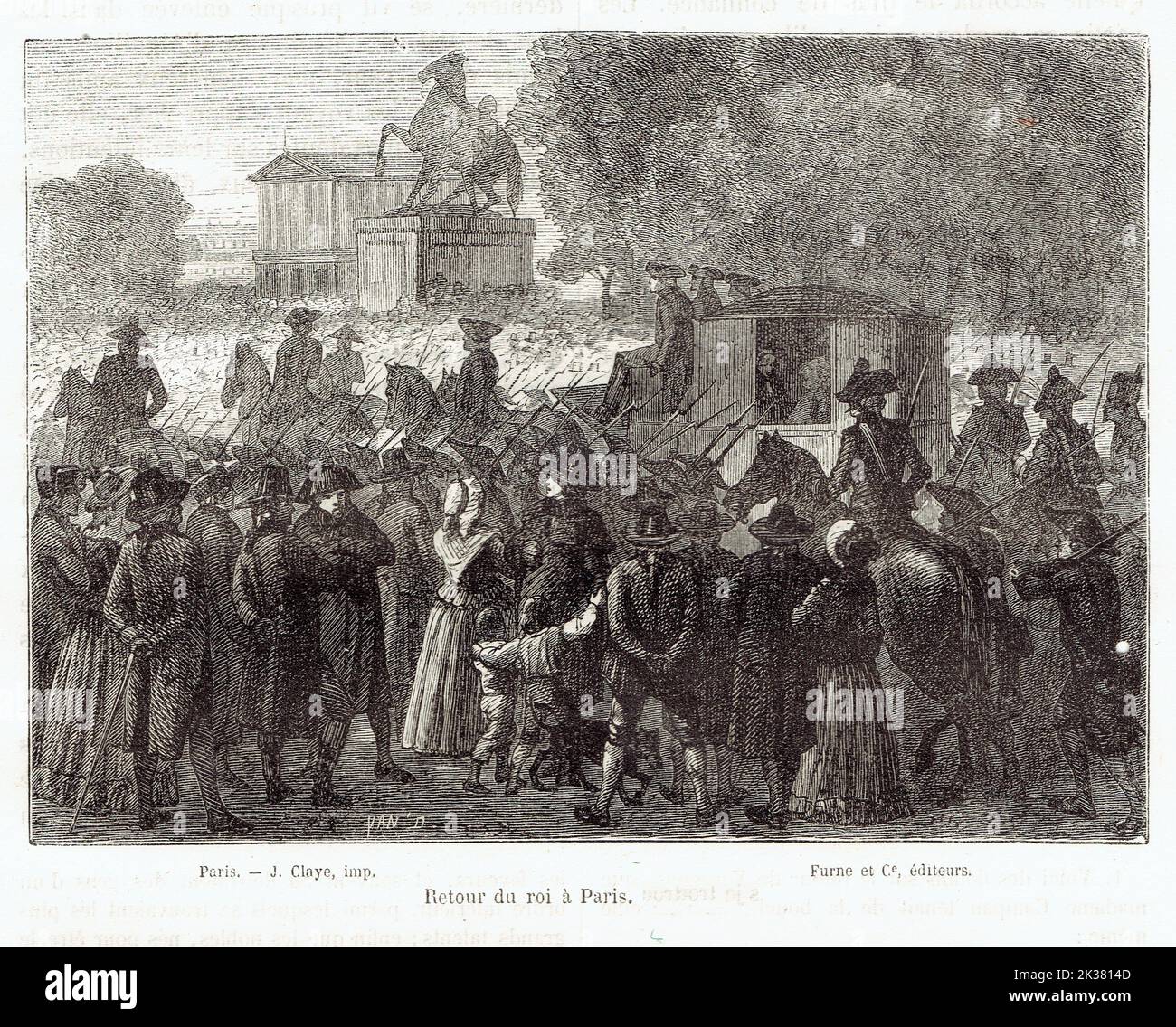 Révolution Francaise : retour de Louis XVI à Paris Foto Stock
