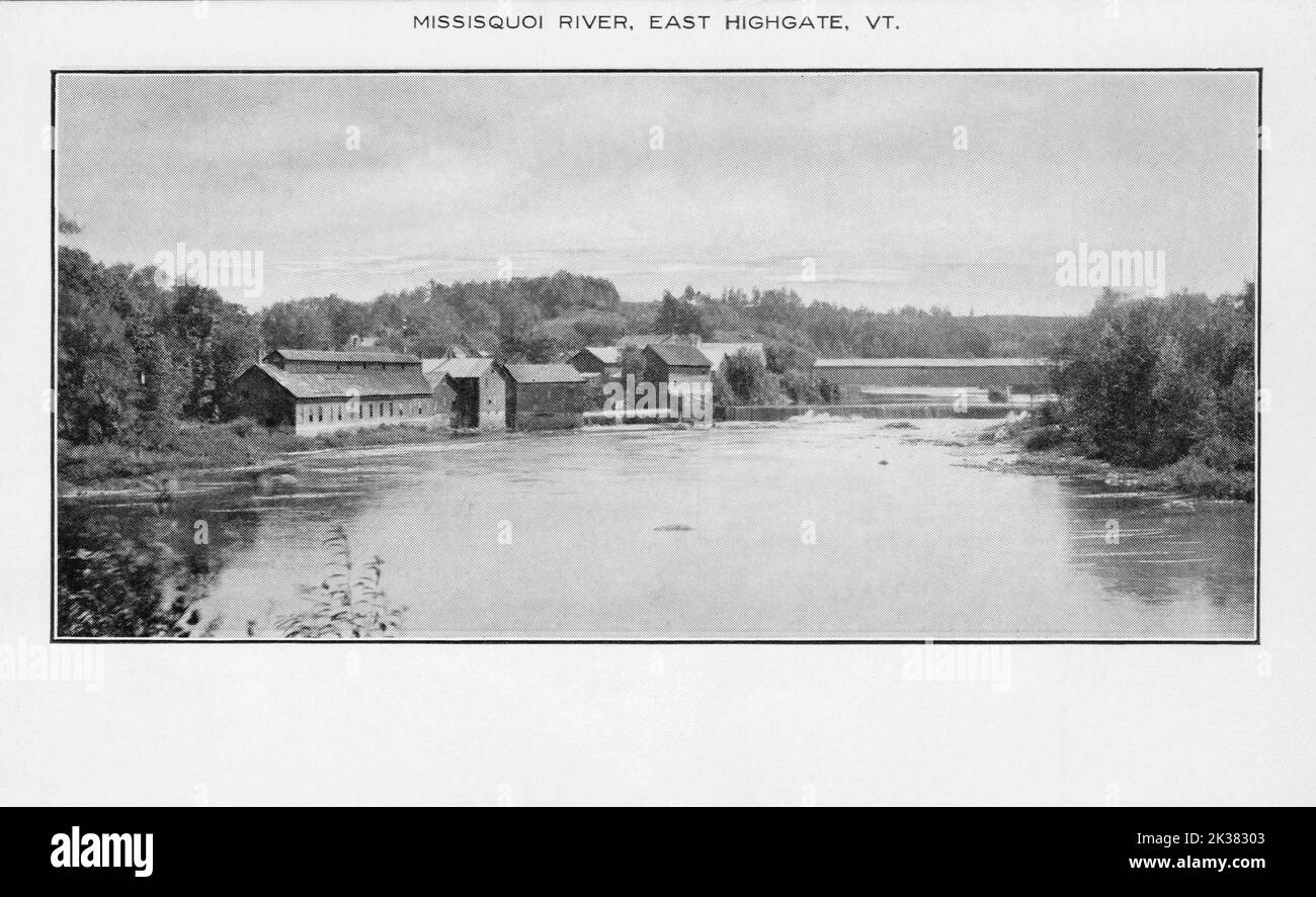Missisquoi River, East Highgate Vermont, circa 1920s cartolina antica. Fotografo non identificato Foto Stock