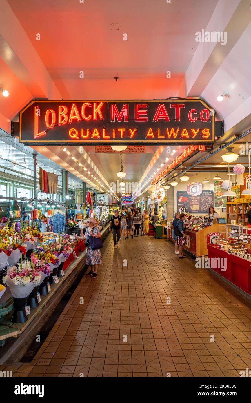 Il Pike Place Market, Seattle, Washington, Stati Uniti d'America Foto Stock