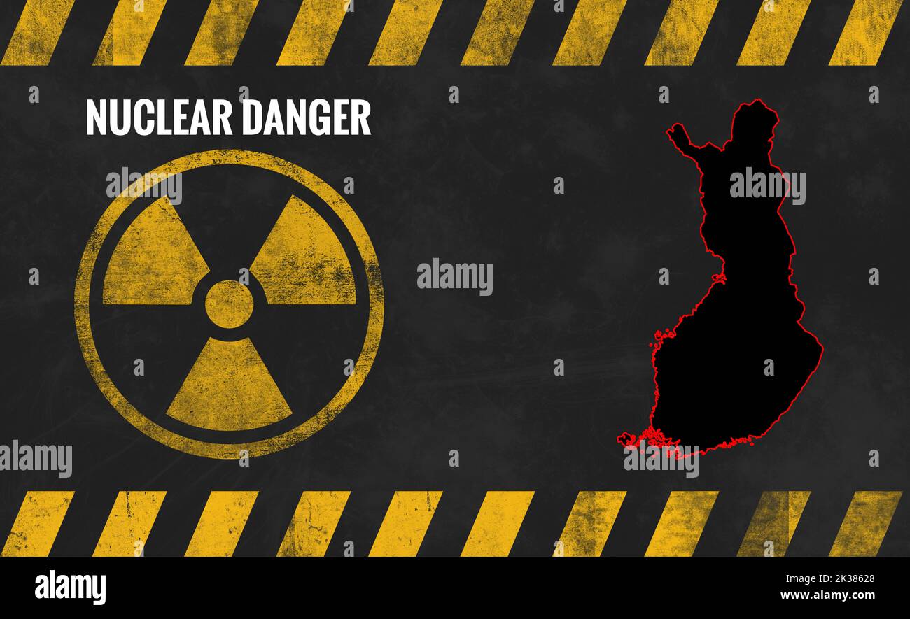 Rischio reale di una catastrofe nucleare in Finlandia, pericolo nucleare, sciopero nucleare in Finlandia, guerra nucleare Foto Stock