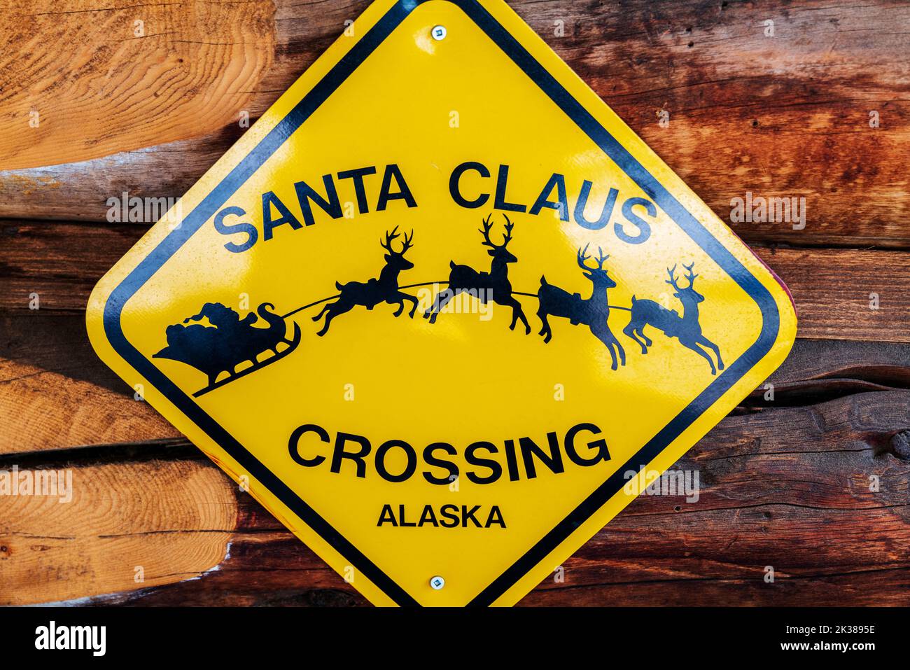 Cartello Babbo Natale Crossing; Tetsa River Lodge; Fort Nelson; British Columbia; Canada Foto Stock