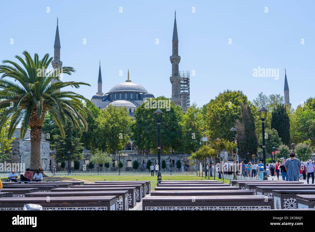 La Moschea Blu, conosciuta anche come Moschea Sultana Ahmed, è una moschea imperiale di epoca ottomana, situata nel Istanbul.it, sottoposta a importanti strutture Foto Stock