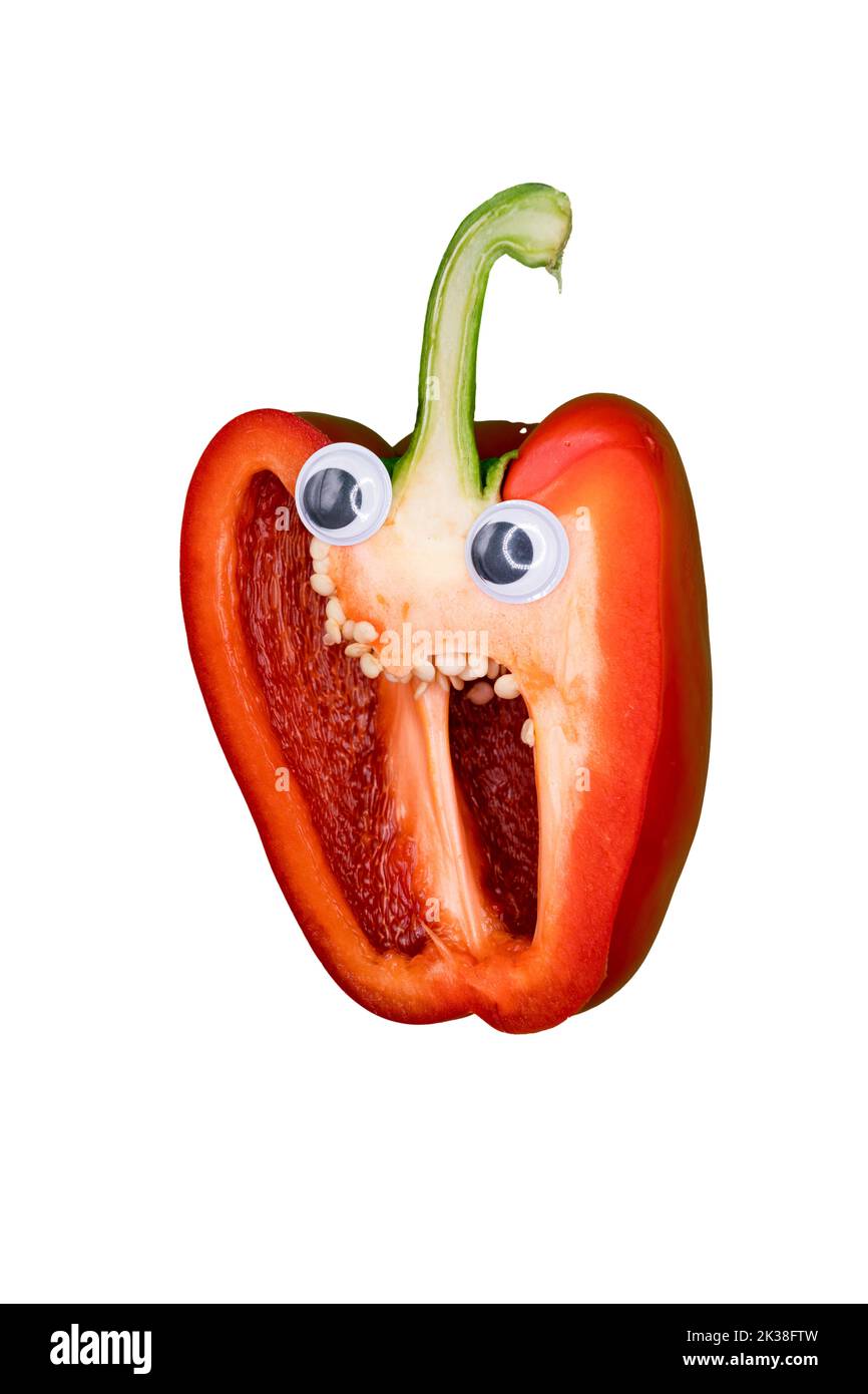 Spoky Halloween Pepper facce con occhi Googly Foto Stock