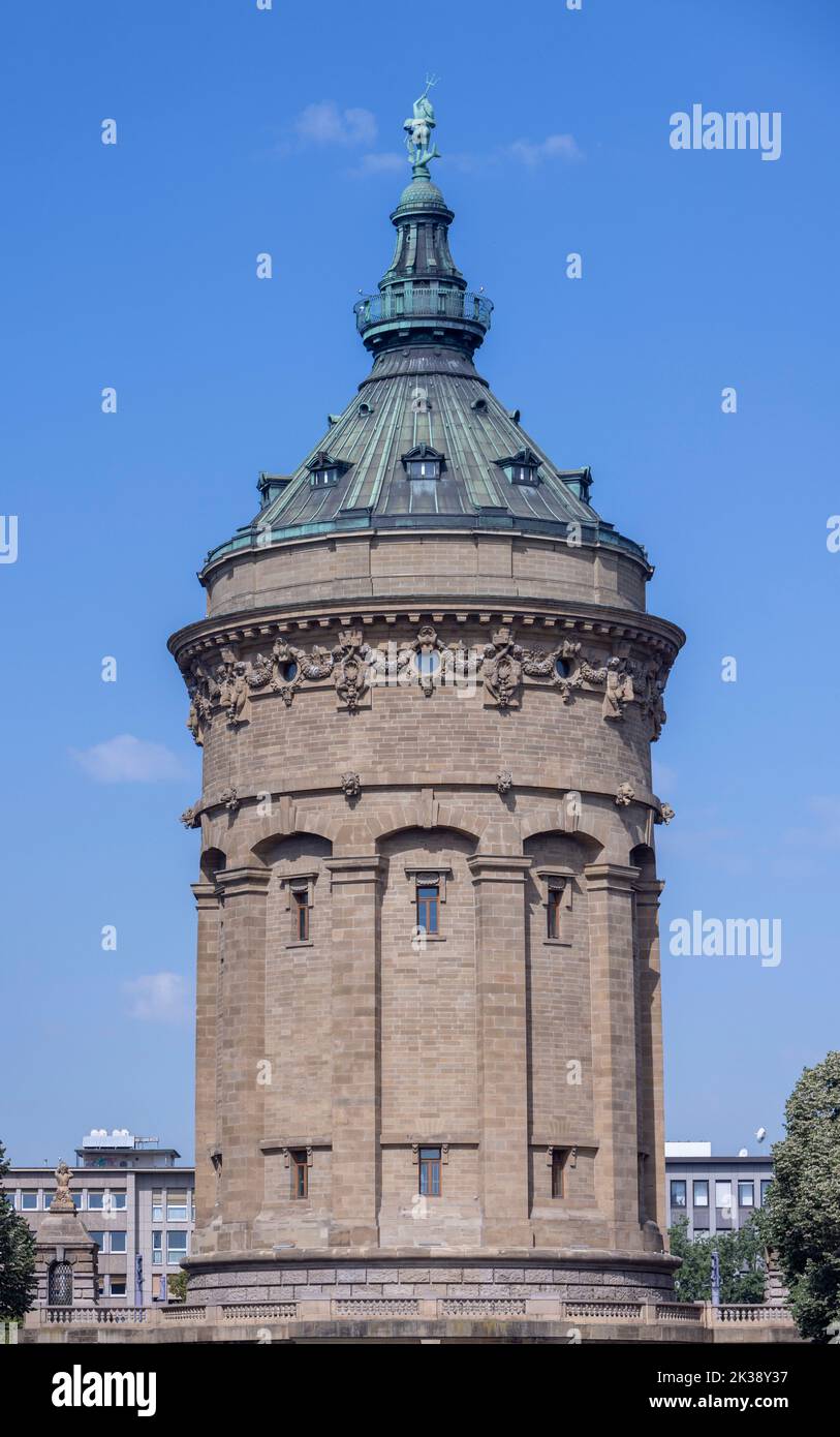 La Torre dell'acqua (Wasserturm), Mannheim, Germania. Foto Stock