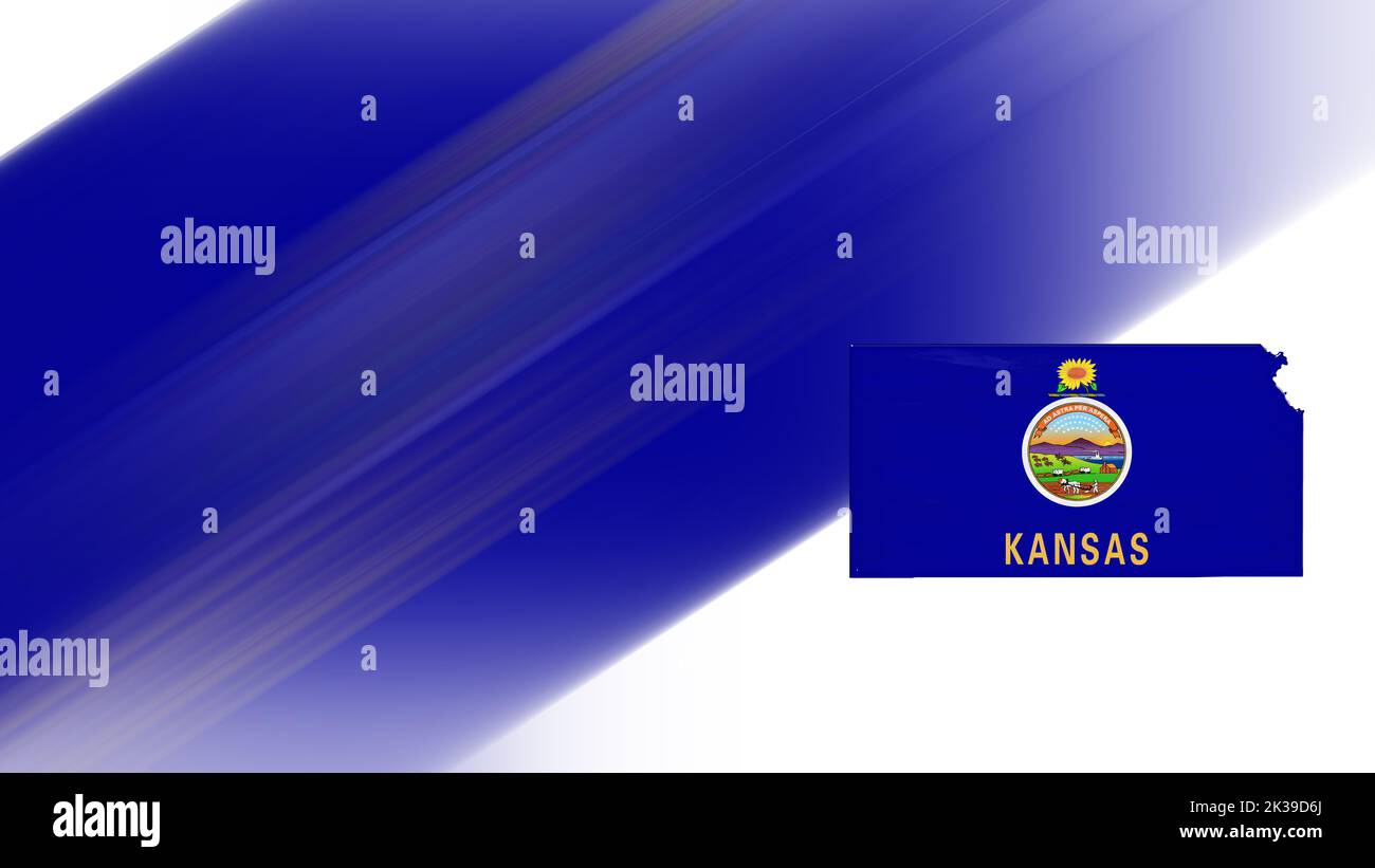 Mappa del Kansas, mappa delle bandiere, sfondo dei colori nazionali Foto Stock