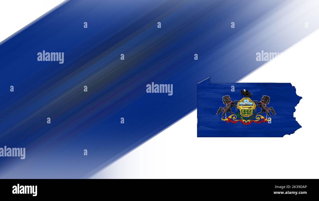 Mappa della Pennsylvania, mappa della bandiera, sfondo dei colori nazionali Foto Stock