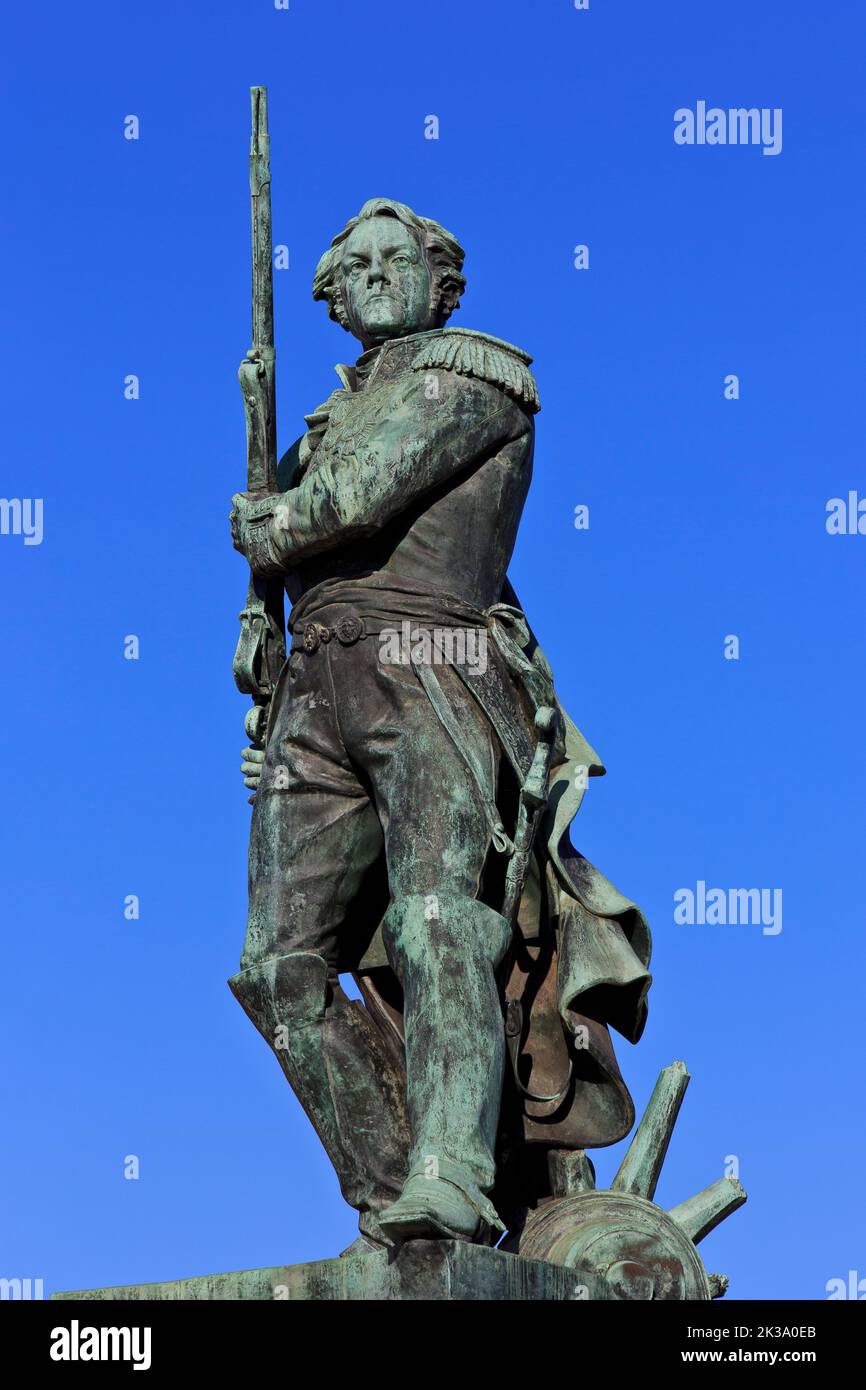 Statua di Michel Ney (1769-1815), 1st Duca di Elchingen, 1st Principe della Moskva e Maresciallo dell'Impero a Metz (Mosella), Francia Foto Stock