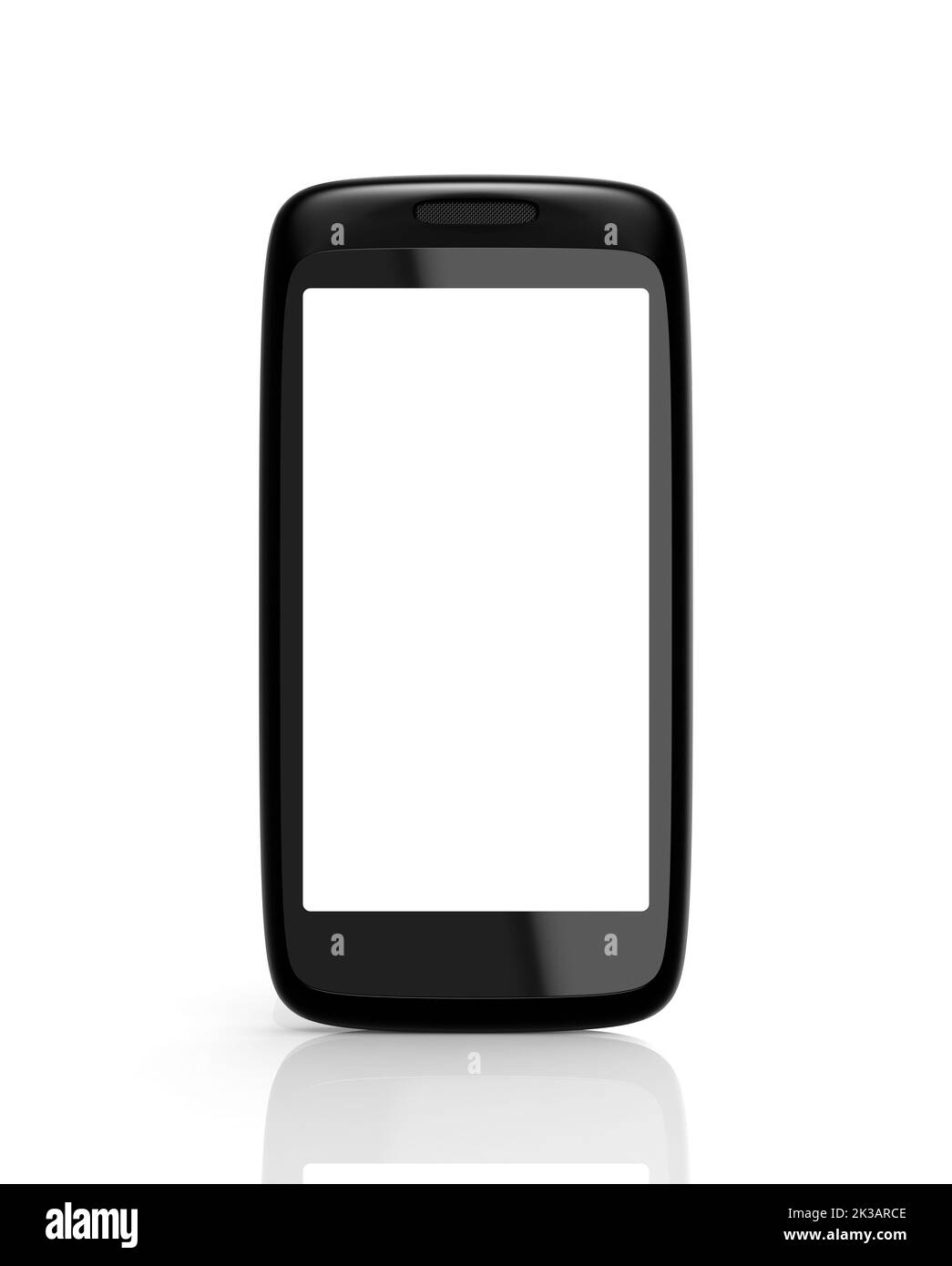 Smartphone. Uno smartphone su sfondo bianco con spazio di riproduzione. Foto Stock