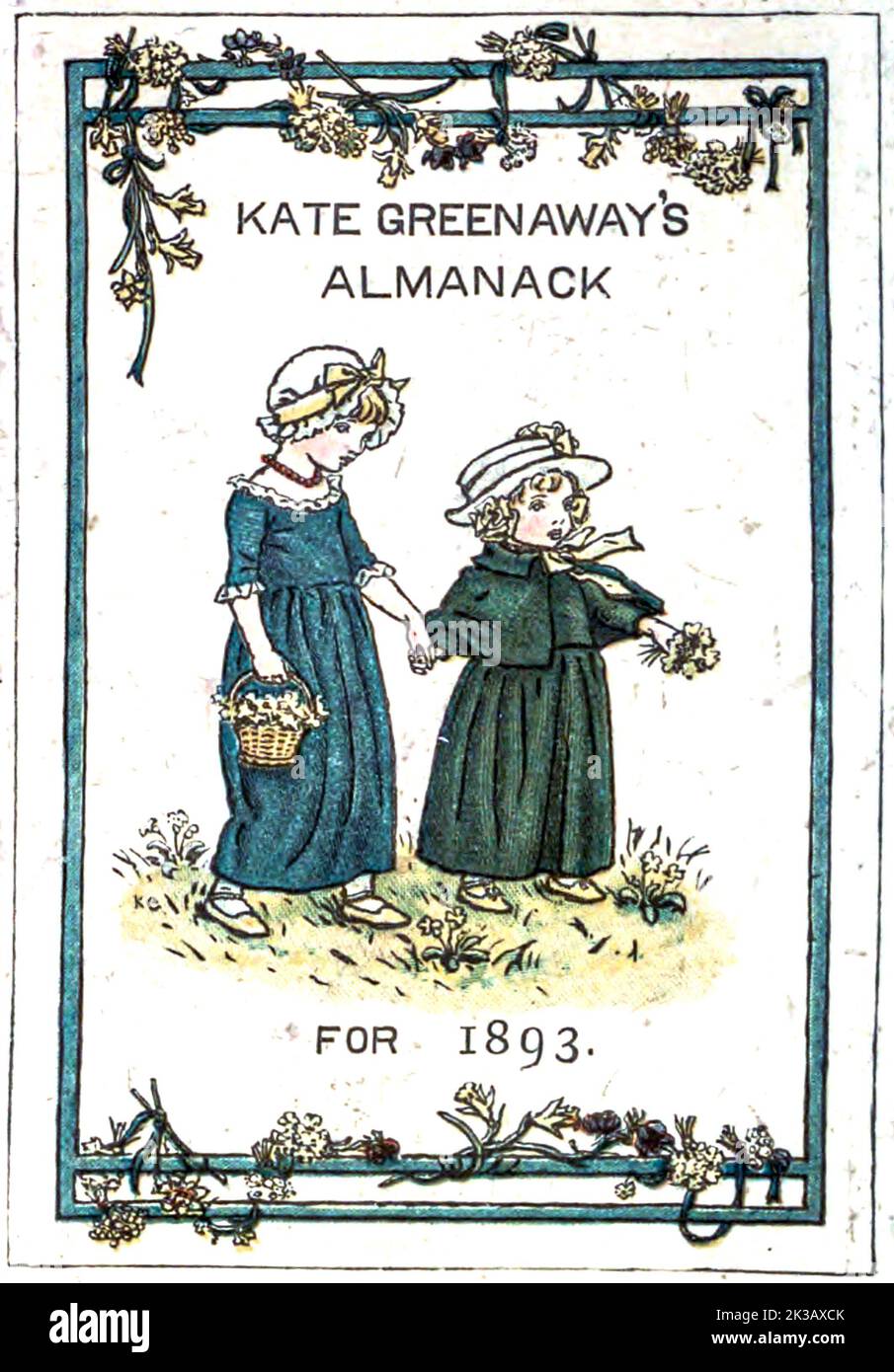 Pagina del titolo Almanacco di Kate Greenaway per il 1893 Foto Stock