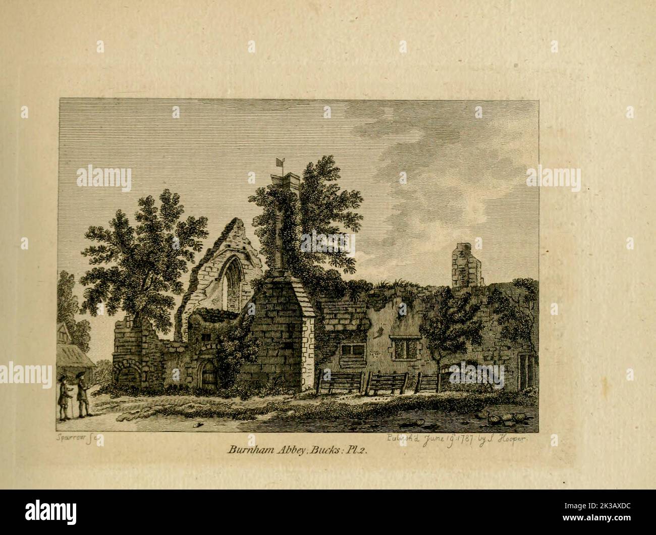 Burnham Abbey, Buckinghamshire o Bucks Un'abbazia benedettina femminile è stata fondata nel 1265 da Richard, conte della Cornovaglia. La comunità fu dispersa sotto il re Enrico VIII nella dissoluzione dei monasteri. Dal 1916, un ordine contemplativo di Chiesa di Inghilterra monache agostiniane è stato basato nei resti restaurati dell'abbazia originale. Dal libro ' supplemento alle antichità di Inghilterra e Galles ' di Francis Grose, data di pubblicazione 1777 Foto Stock