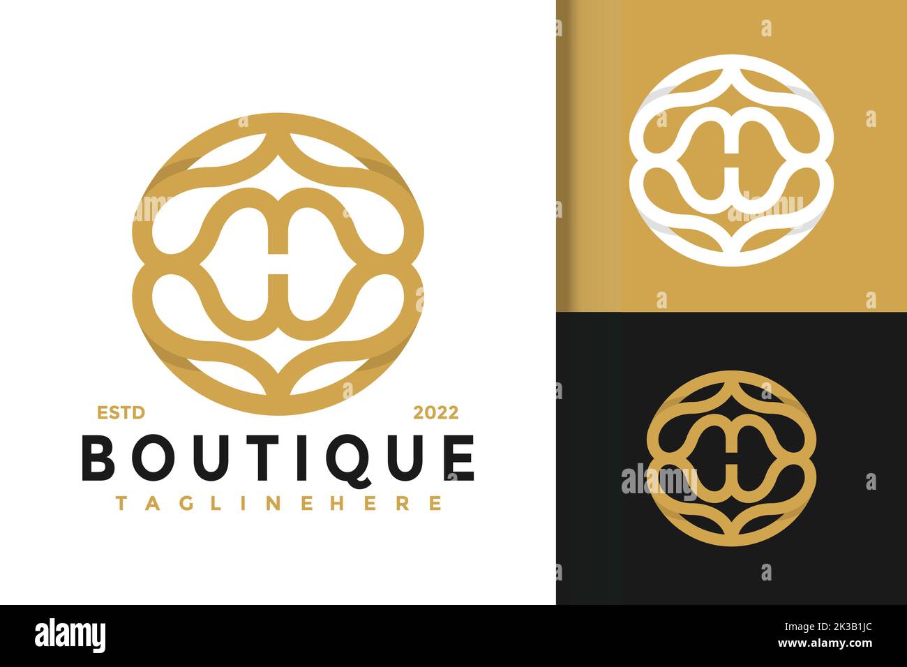 Un design della lettera H Boutique ornamento moderno logo tempio Illustrazione Vettoriale