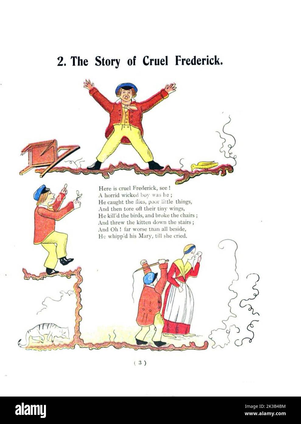 The Story of Cruel Frederick. From ' The Struwelpeter painting book ' Pretty Stories and Funny Pictures for Little Children di Heinrich Hoffmann pubblicato a Londra nel 1900 Foto Stock