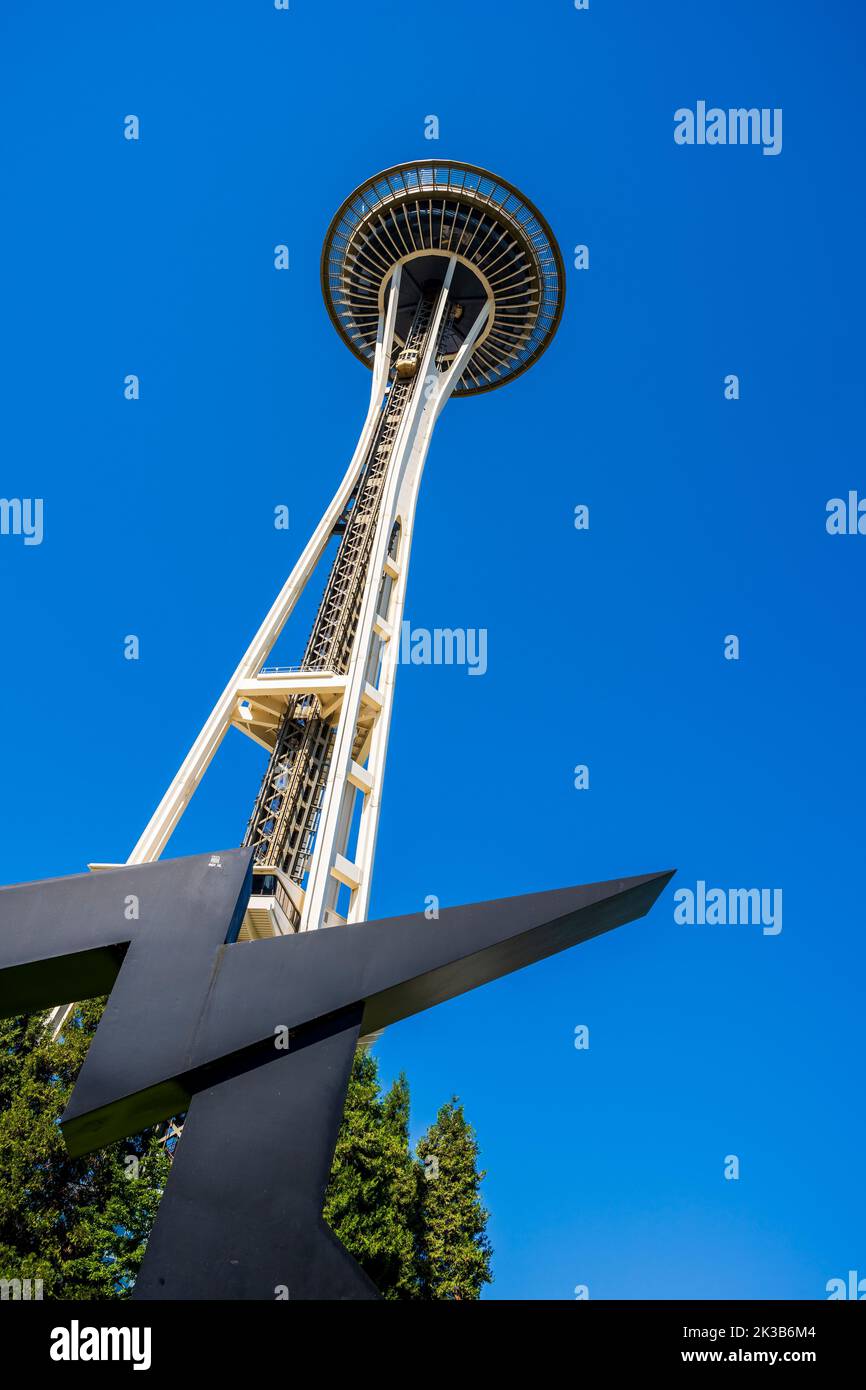 Space Needle, Seattle Center, Seattle, Washington, Stati Uniti Foto Stock