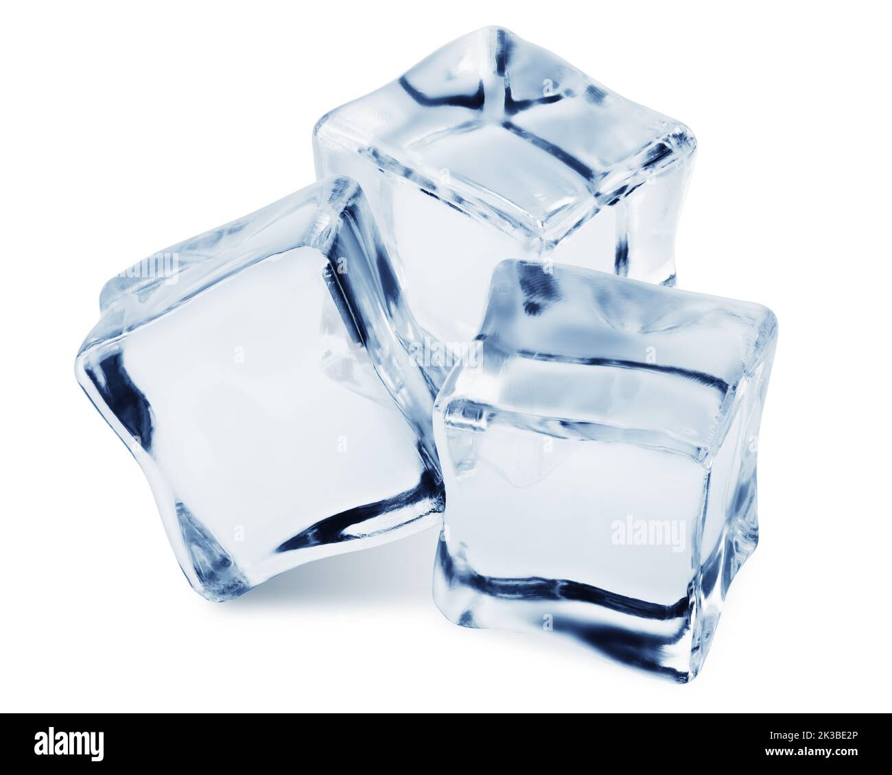 cubo di ghiaccio, isolato su sfondo bianco, tracciato di ritaglio, profondità di campo completa Foto Stock