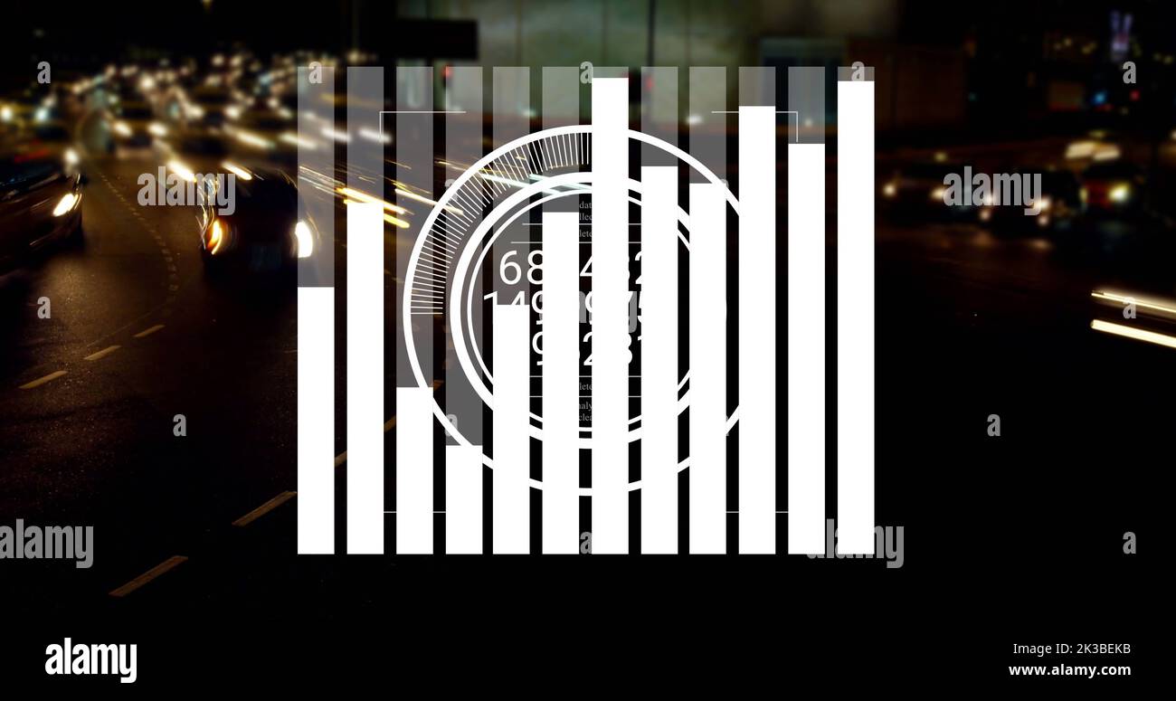 Immagine dell'elaborazione dei dati su un paesaggio urbano Foto Stock