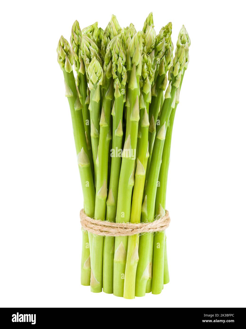 asparagi isolati su sfondo bianco, percorso di ritaglio, profondità di campo completa Foto Stock