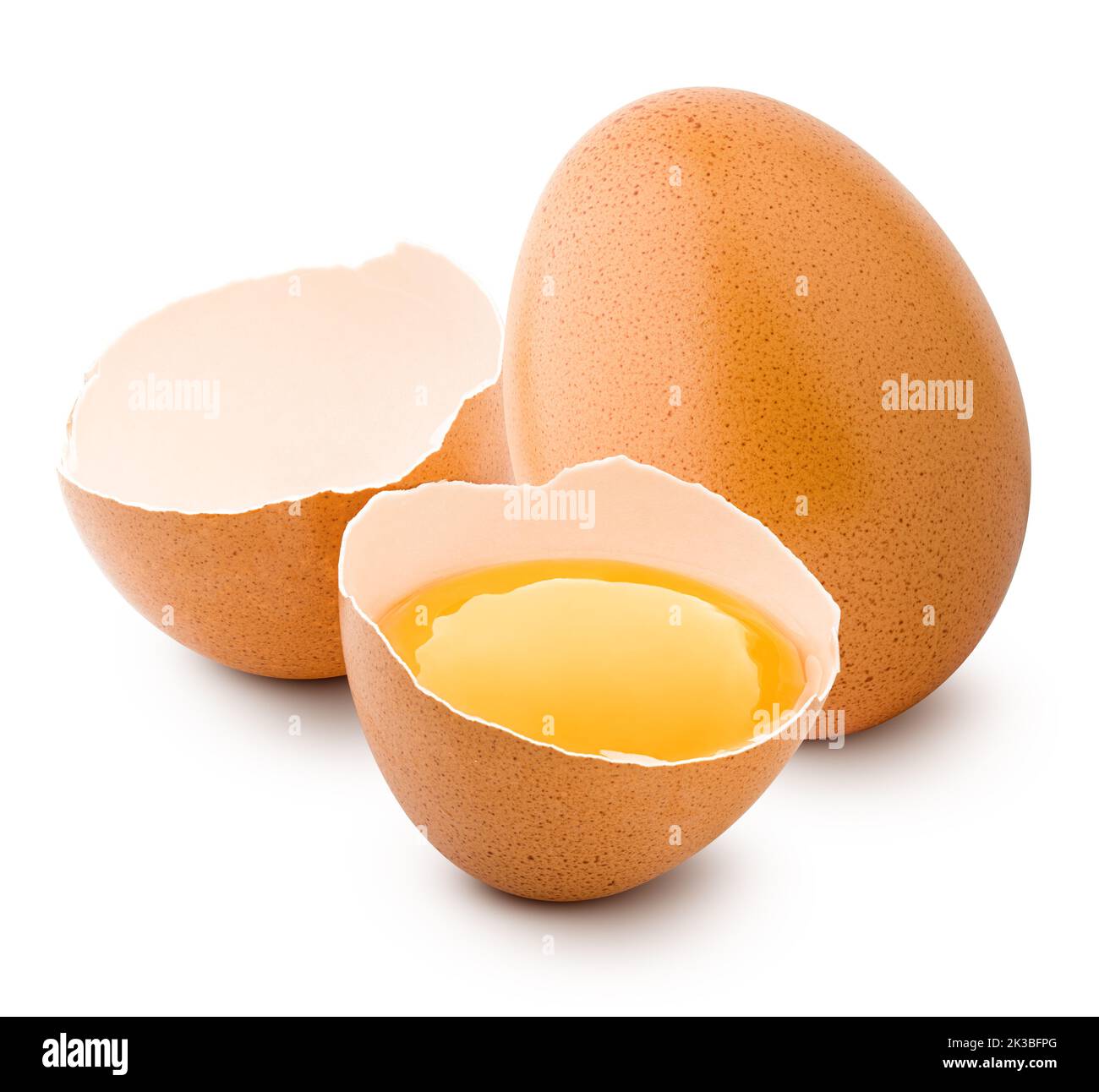 uovo di pollo, isolato su sfondo bianco, tracciato di ritaglio, profondità di campo completa Foto Stock