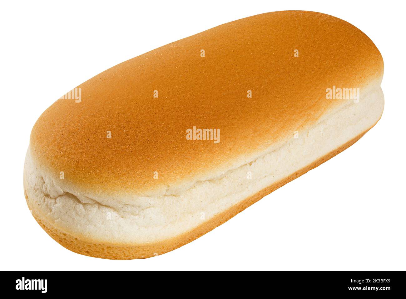 Hot DOG BUN isolato su sfondo bianco, percorso di ritaglio, profondità di campo completa Foto Stock