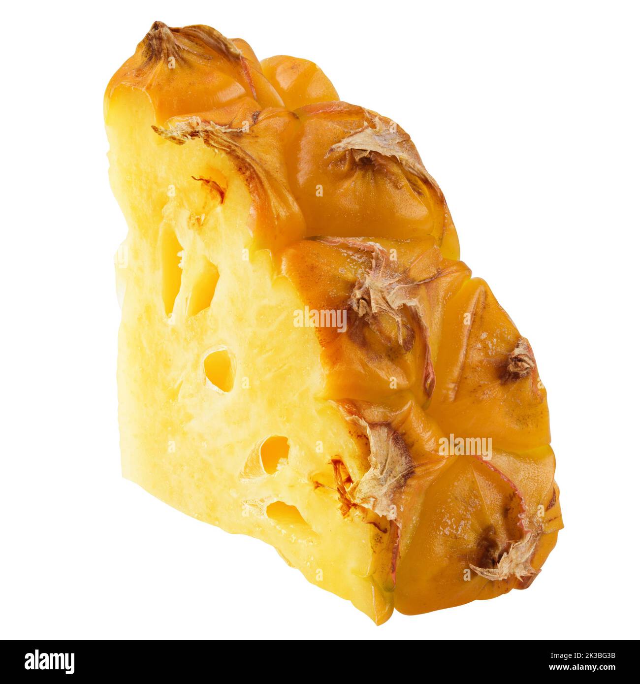 Fetta di ananas isolati su sfondo bianco, percorso di clipping, tutta la profondità di campo Foto Stock