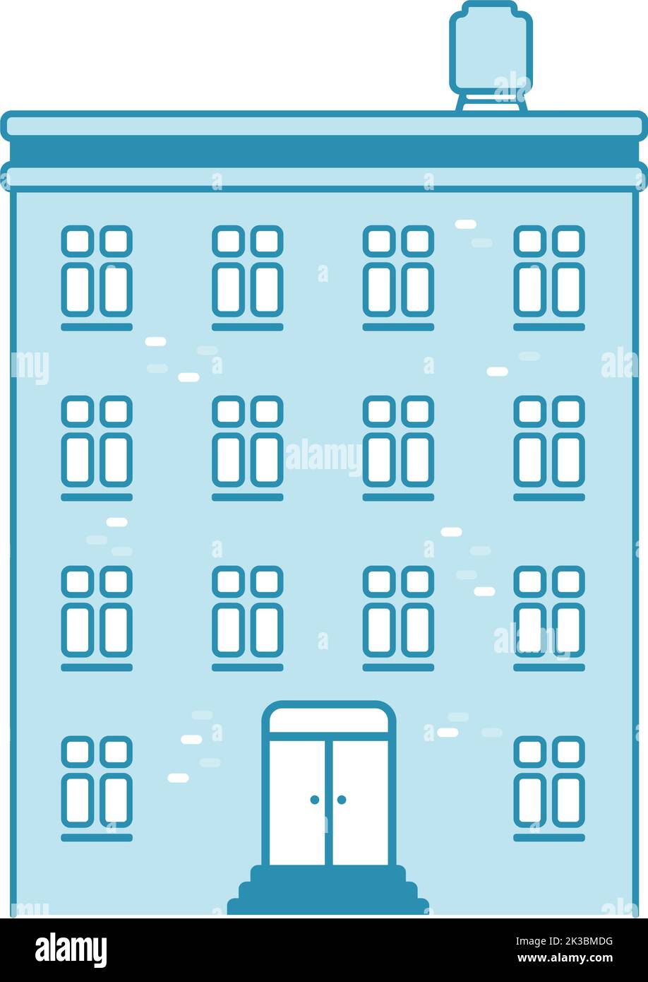Illustrazione vettoriale dell'edificio residenziale (vista frontale) Illustrazione Vettoriale