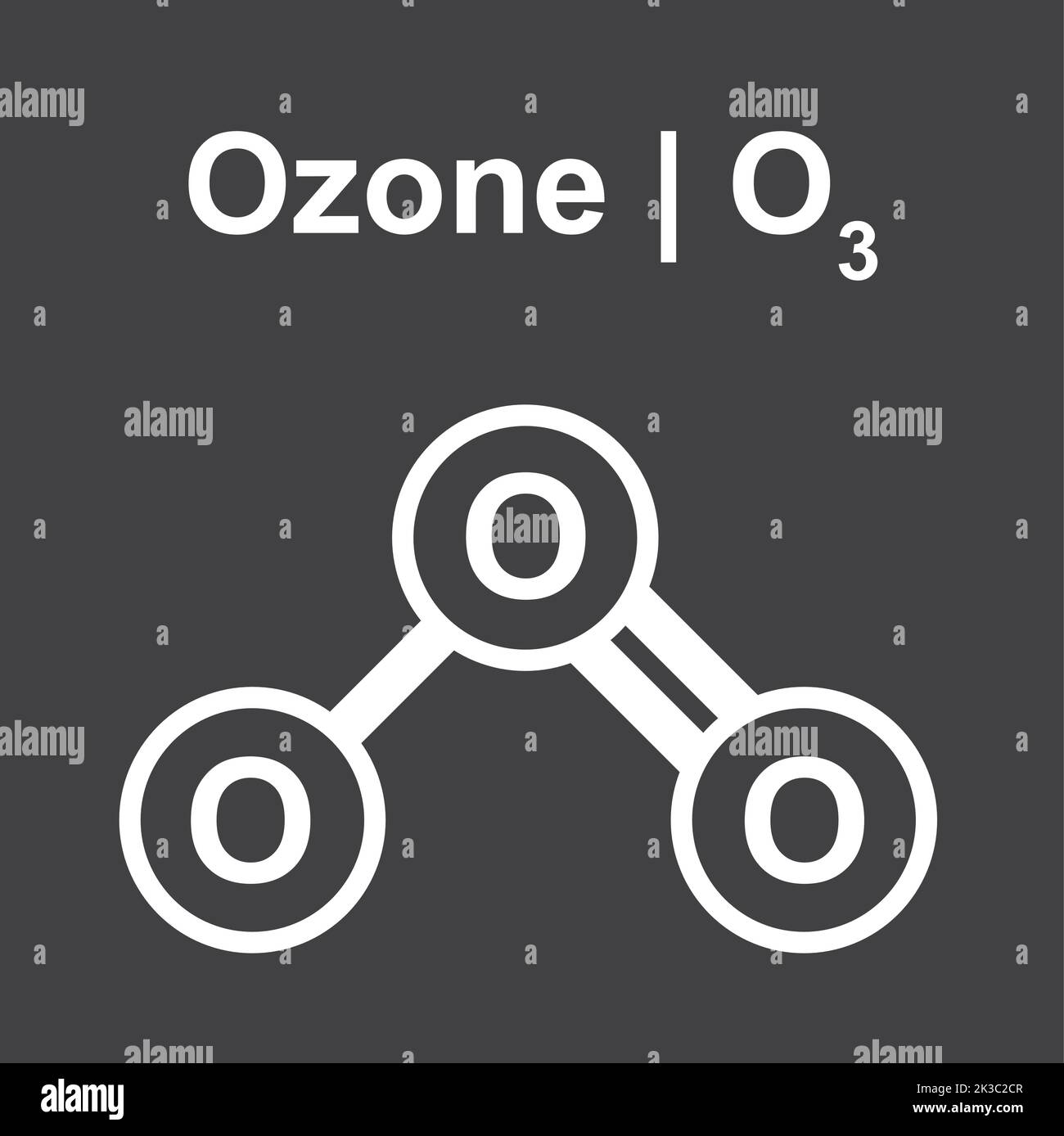 Modello molecolare della molecola di ozono (O3). Illustrazione vettoriale. Illustrazione Vettoriale
