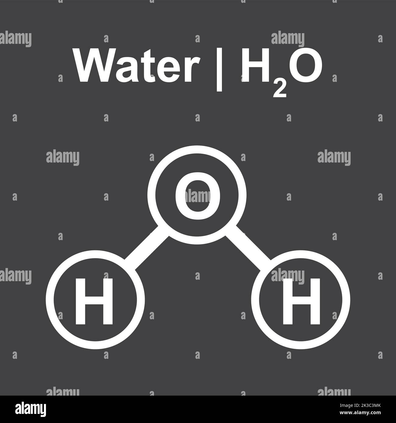 Modello molecolare della molecola di acqua (H2O). Illustrazione vettoriale. Illustrazione Vettoriale