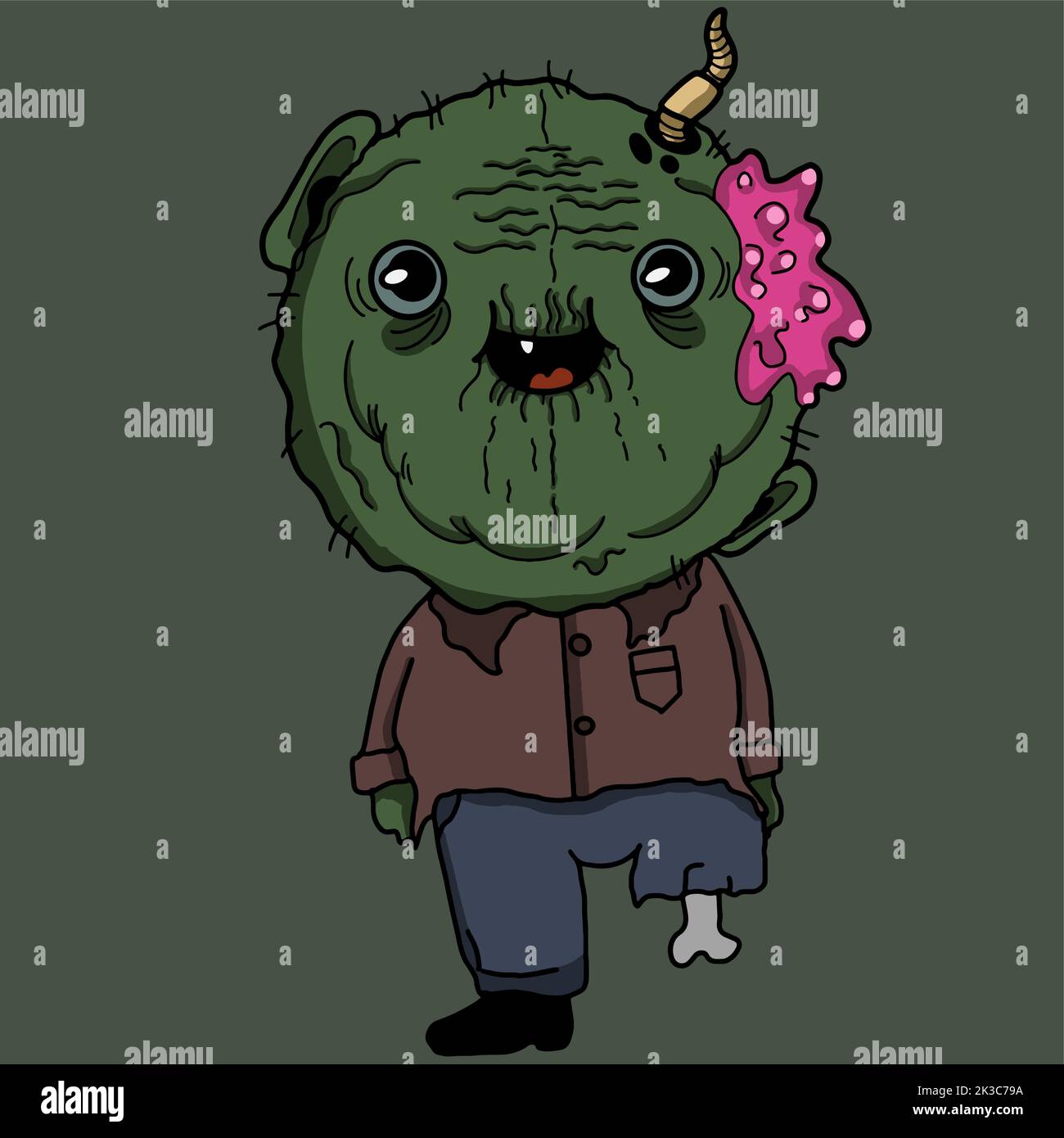 Spaventoso divertente zombie ragazzo halloween illustrazione in background Illustrazione Vettoriale