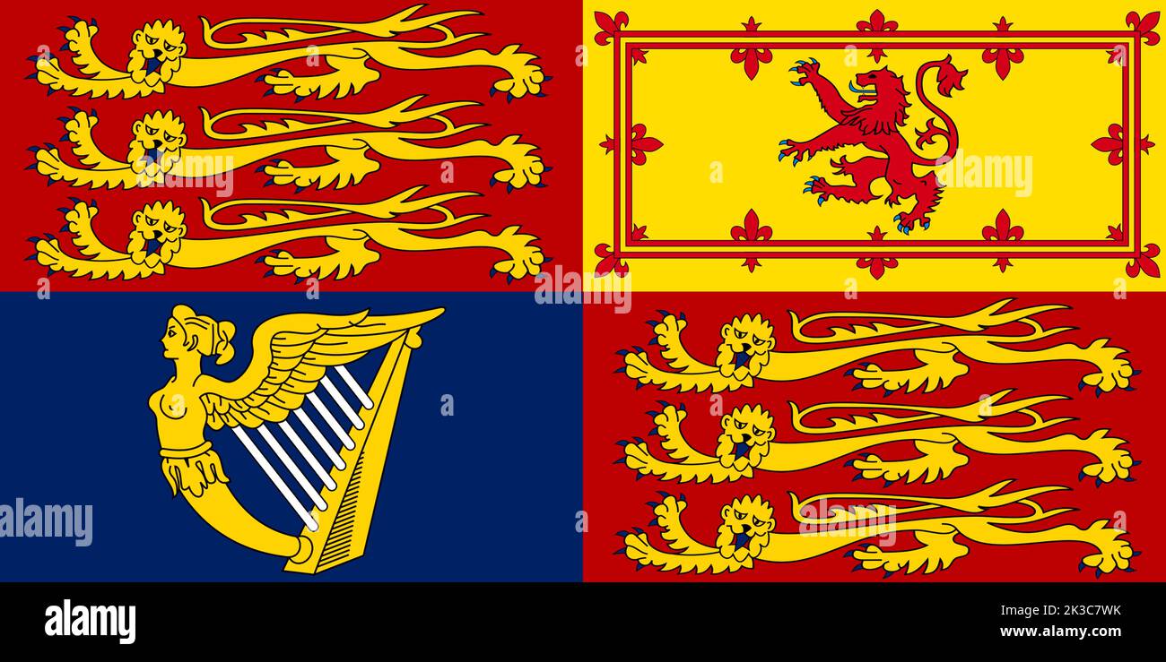 Illustrazione Royal Standard of the United Kingdom flag 3D Foto Stock