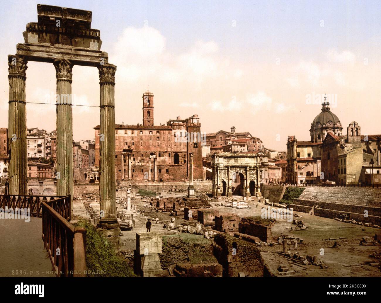 Vista di Roma in una stampa fotocromatica, circa 1900 Foro Romano Foto Stock