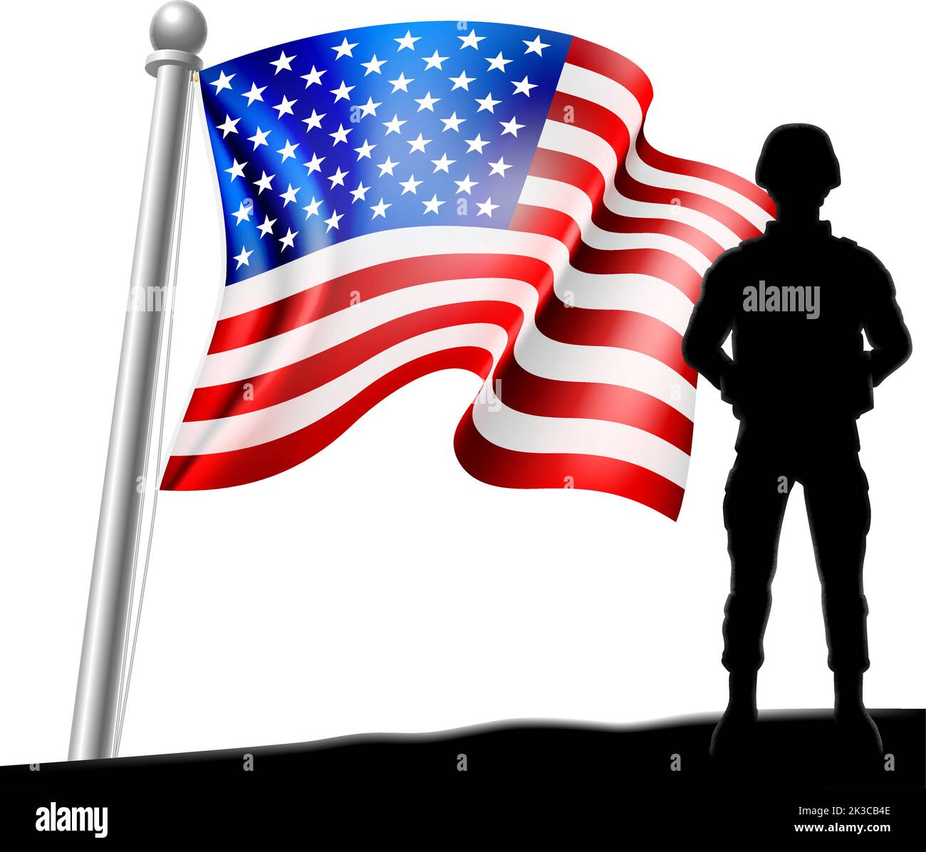 Soldato patriottica bandiera americana il concetto di sfondo Illustrazione Vettoriale