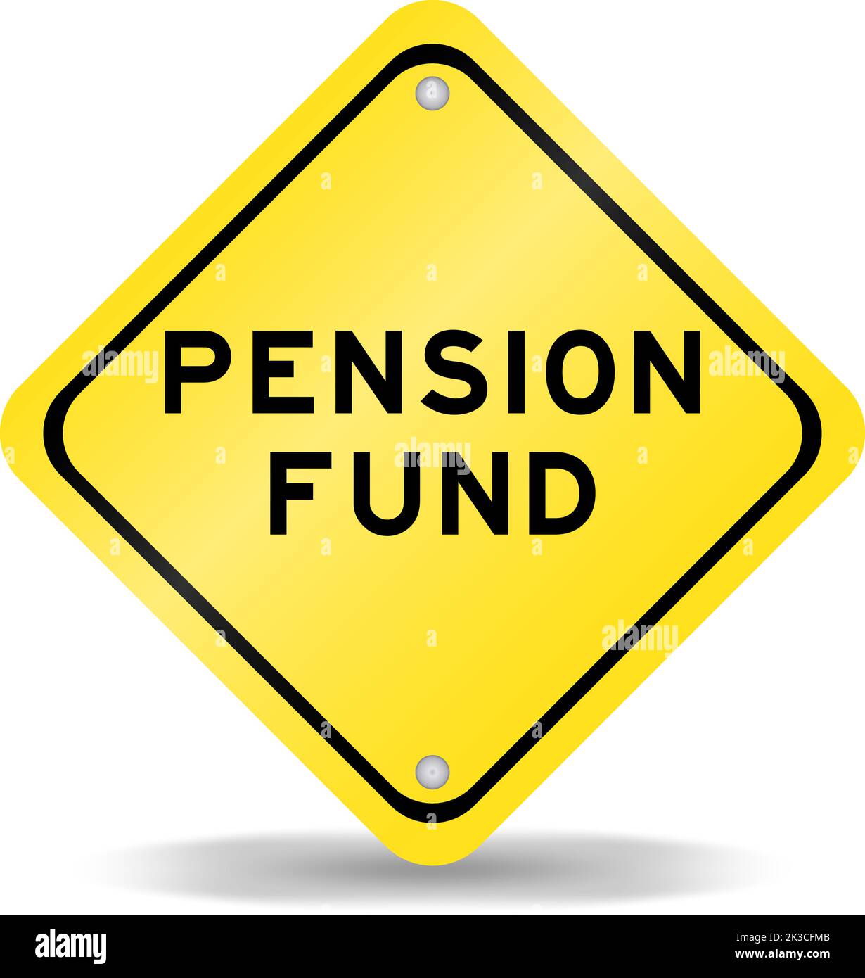 Colore giallo segno di trasporto con parola fondo pensione su sfondo bianco Illustrazione Vettoriale