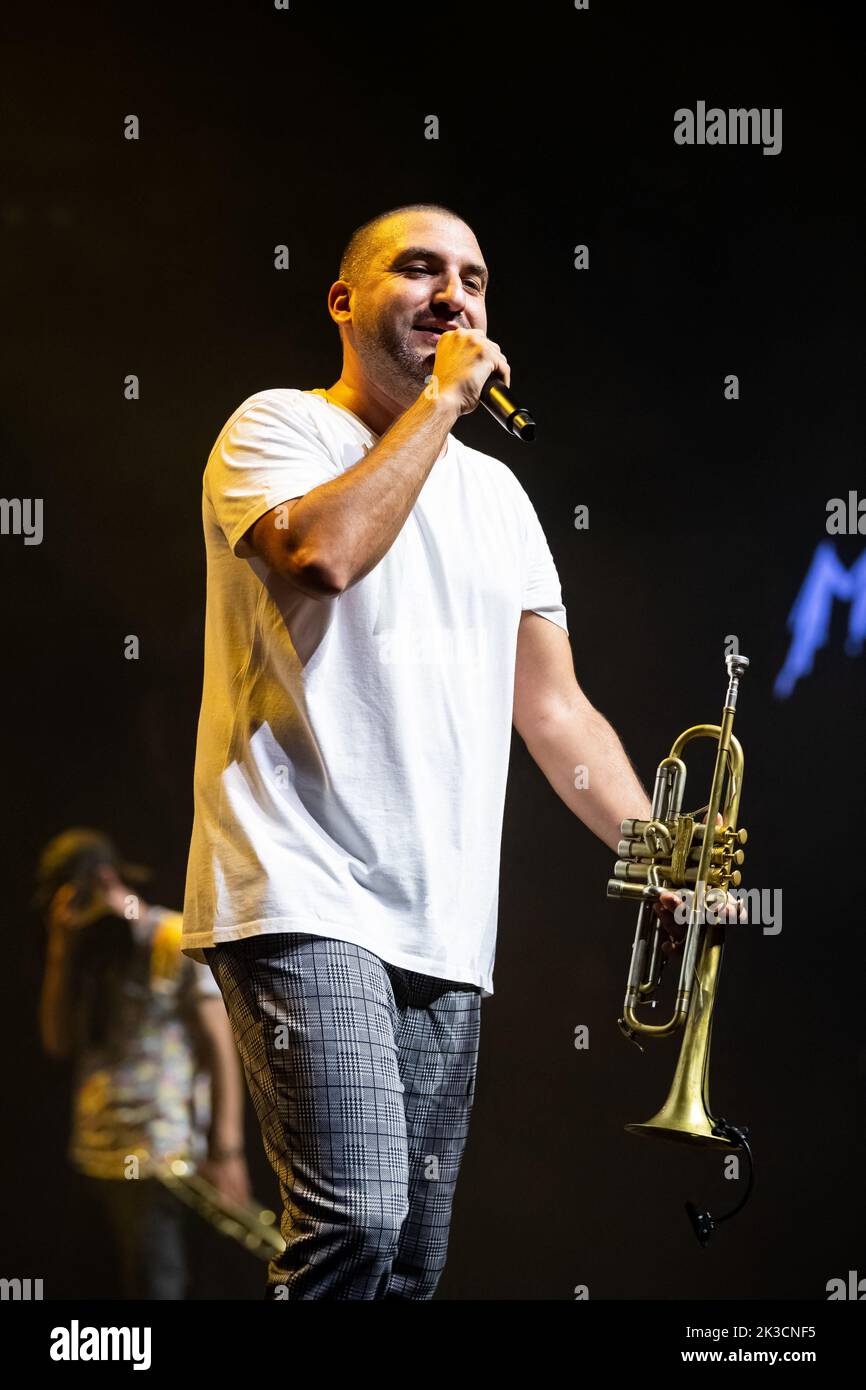 Ibrahim Maalouf si esibisce al Montreux Jazz Festival, il 14 luglio 2022, a Montreux, in Svizzera. Foto di Loona/ABACAPRESS.COM Foto Stock