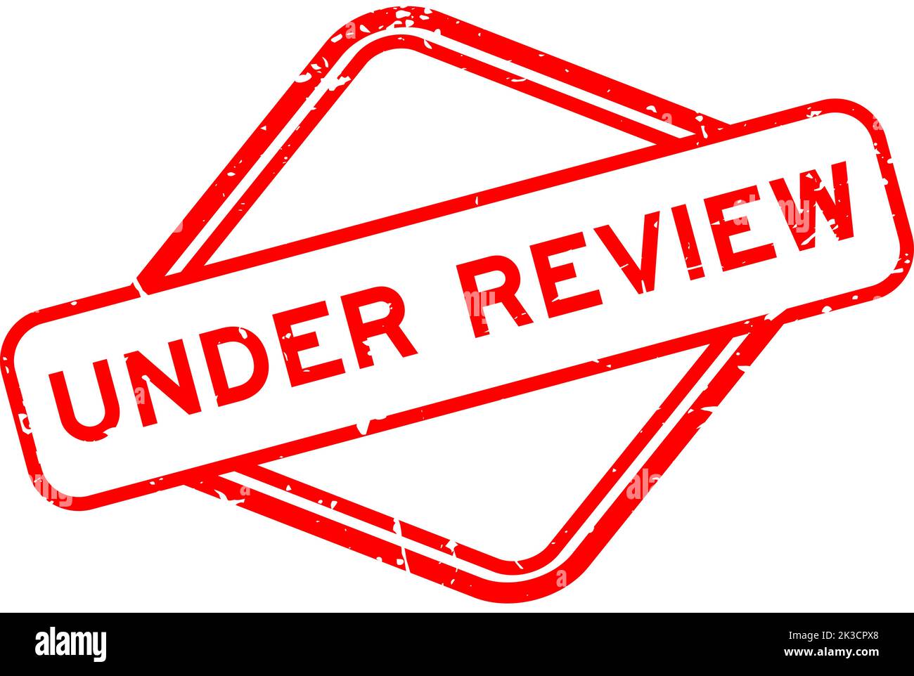 Grunge rosso sotto la parola di revisione sigillo di gomma timbro su sfondo bianco Illustrazione Vettoriale