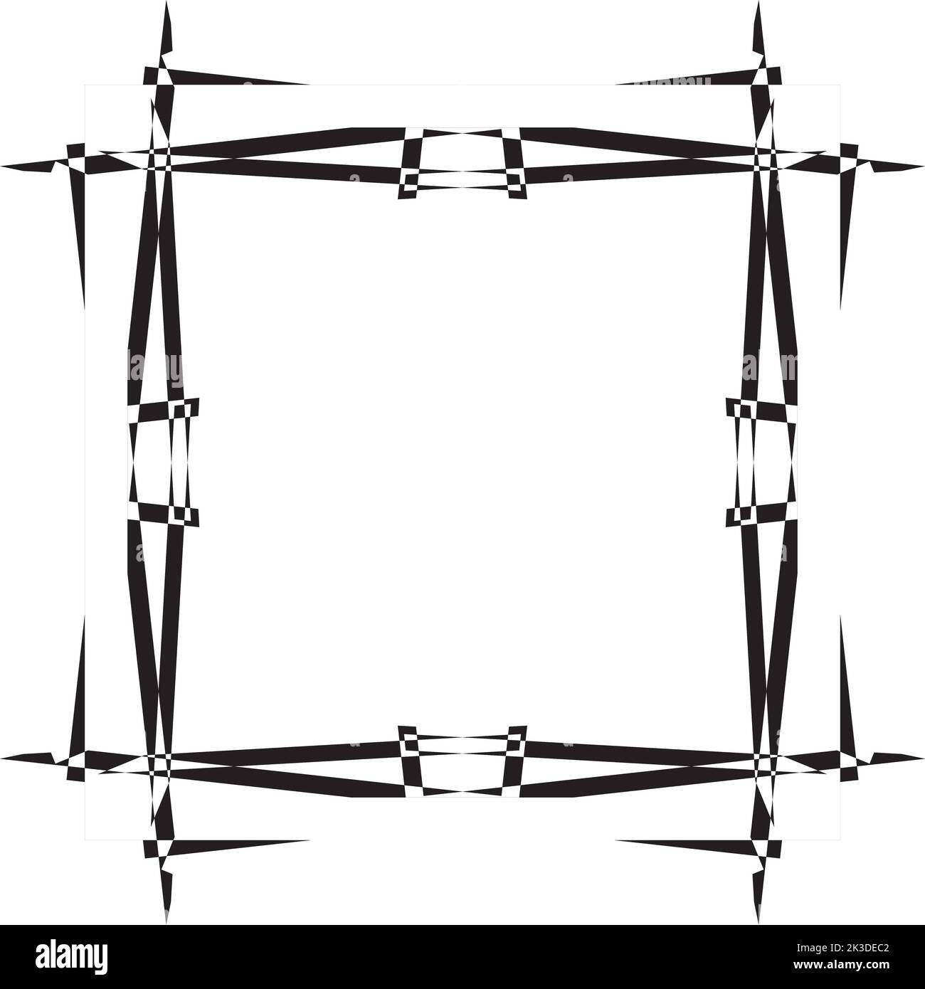 Astratto diamante isquare ntersected anche psy frame in prospettiva nero su sfondo trasparente taglio designer Illustrazione Vettoriale