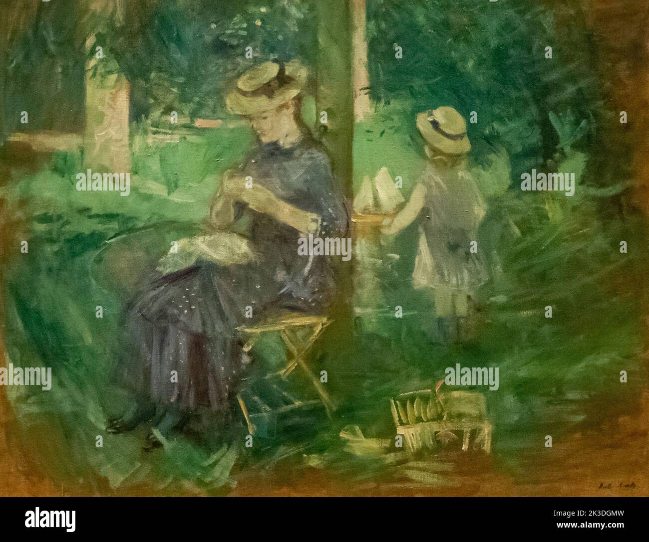 Donna e bambino in un giardino di Berthe Morisot nella National Gallery of Scotland Foto Stock