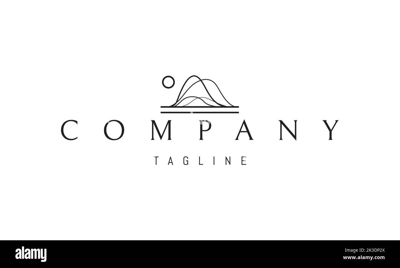 Logo vettoriale su cui un'immagine astratta di colline sotto forma di onde sonore. Illustrazione Vettoriale