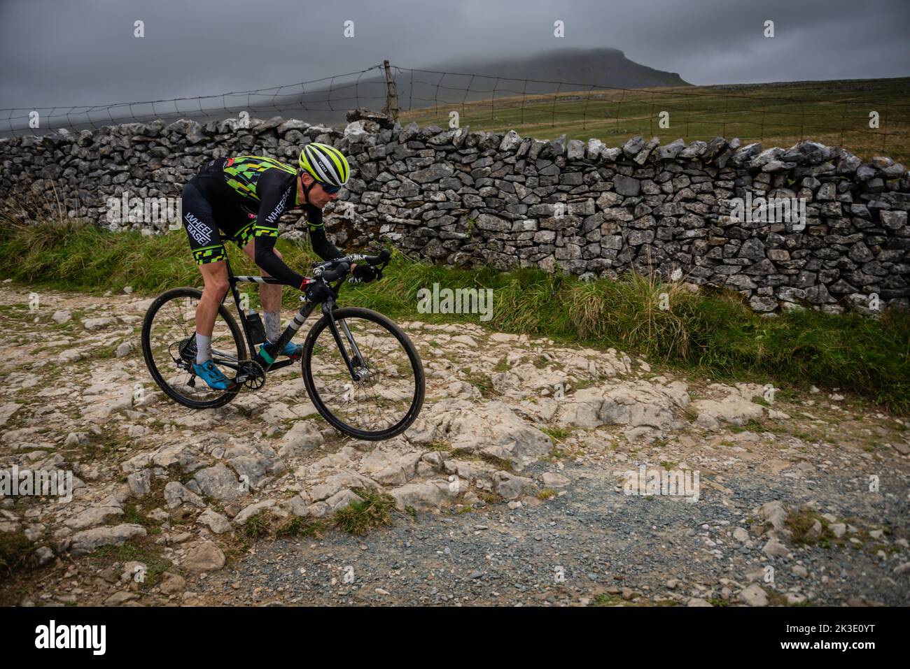Giles Drake, Wheelbase cabtech Castelli, 3 picchi ciclocross, Horton a Ribblesdale, Yorkshire Dales, UK. Foto Stock