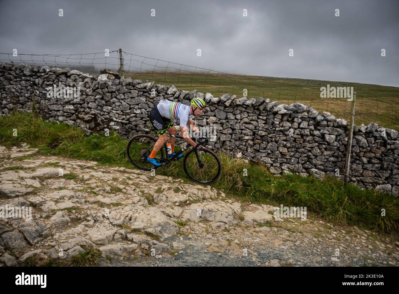 Campione del mondo, Lewis Craven, Wheelbase cabtech Castelli, 3 picchi ciclocross, Horton a Ribblesdale, Yorkshire Dales, Regno Unito. Foto Stock