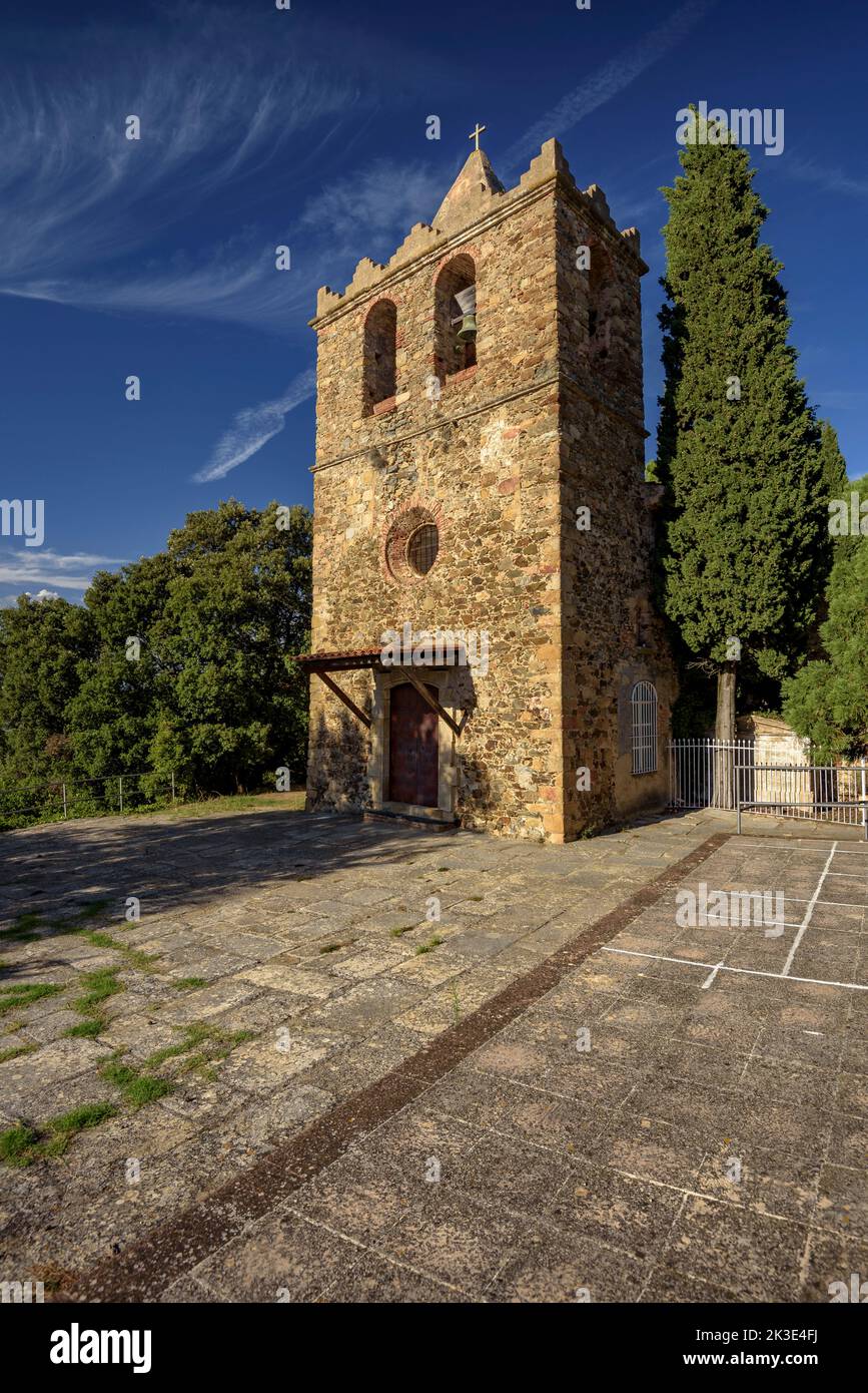 Chiesa di Sant Martí de Montnegre nel pomeriggio (Vallès Oriental, Barcellona, Catalogna, Spagna) ESP: Iglesia de Sant Martí de Montnegre (Barcellona) Foto Stock