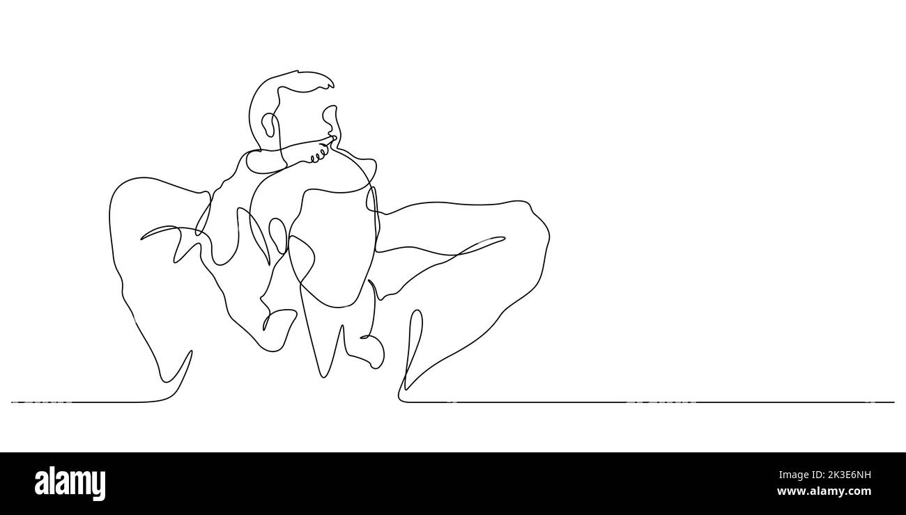 bambino che trasporta il padre con la posa puntata sulle spalle illustrazione vettoriale. un disegno di linea e stile continuo Illustrazione Vettoriale