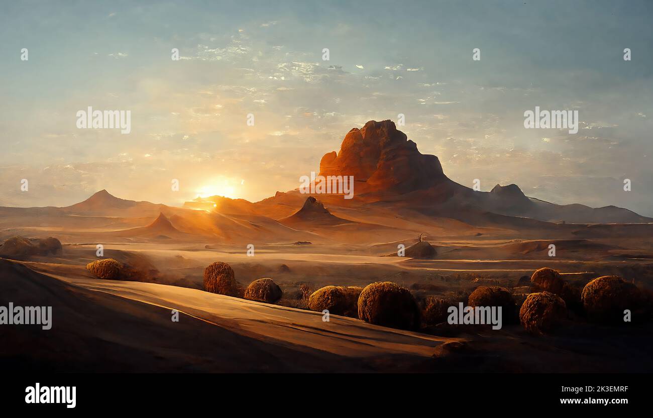 Bella vista deserto alba vicino a Tabuk, Arabia Saudita Foto Stock