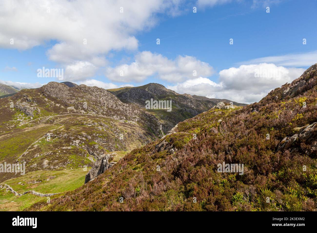 La cima di Craig Wen visto da Crimpiau, Parco Nazionale di Snowdonia Foto Stock