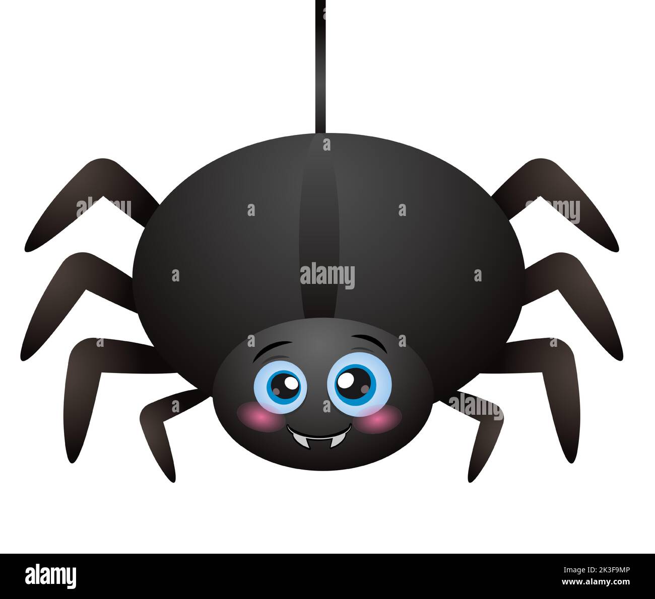 Cute Spider appeso su ciottoli. Carattere di Halloween - vettore Illustrazione Vettoriale