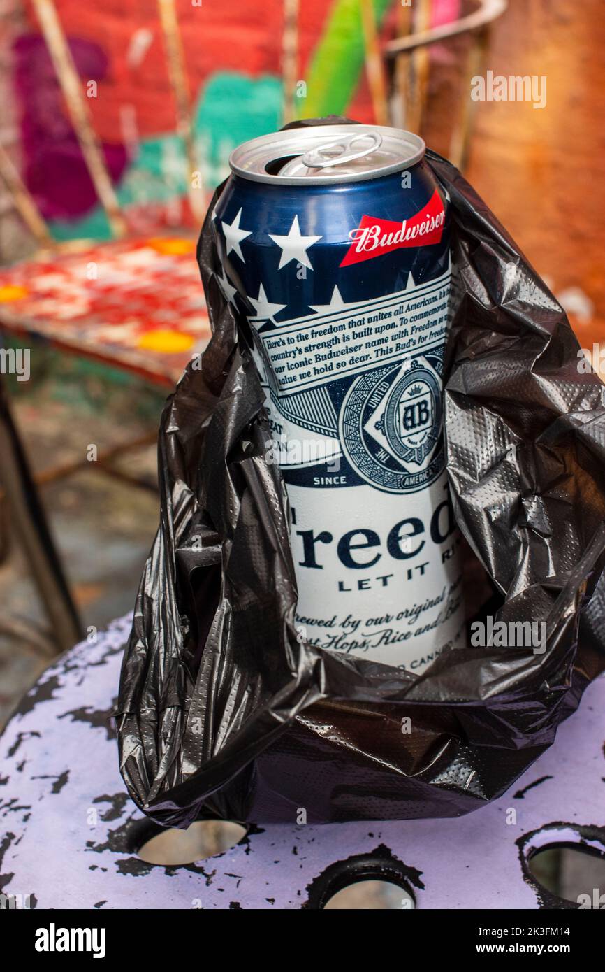 Brooklyn, New York, Stati Uniti. 4th Set, 2022. Birra Budweiser lager pallido prodotto da Anheuser-Busch, AB InBev. (Credit Image: © John Marshall Mantel/ZUMA Press Wire) Foto Stock
