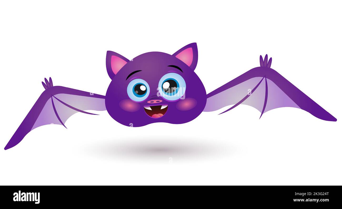 Simpatico personaggio di pipistrello flying Purple carino. Illustrazione Vettoriale