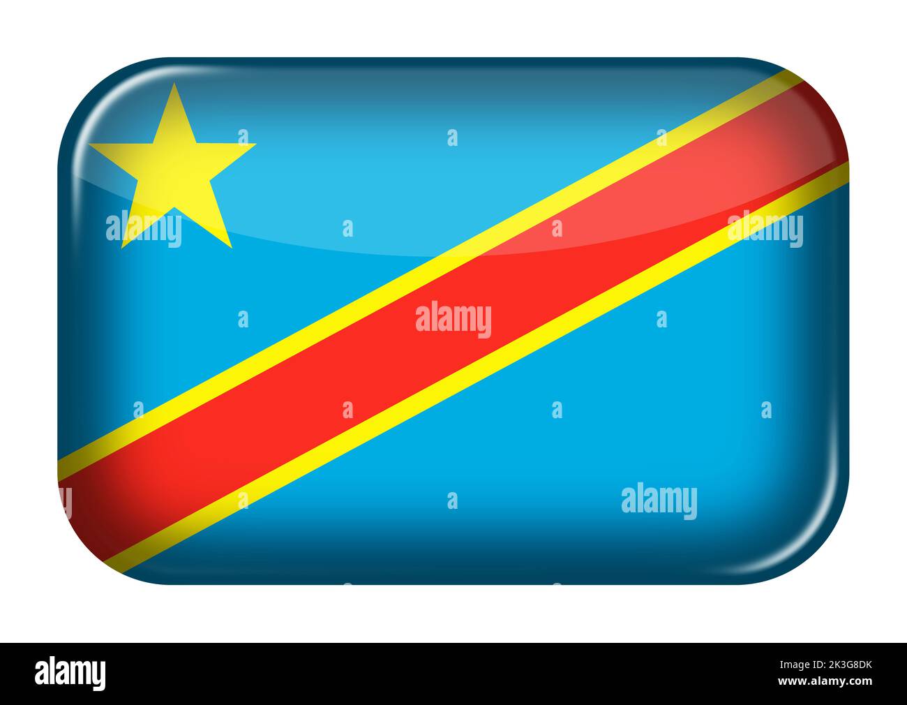 Icona web Repubblica democratica del Congo pulsante rettangolo 3D illustrazione Foto Stock