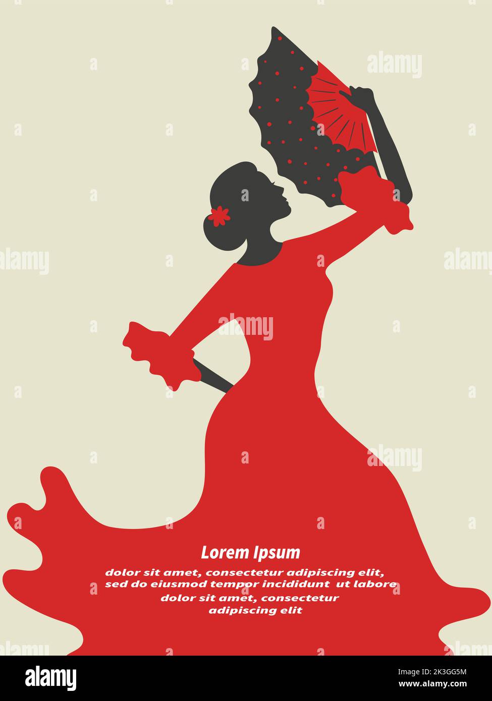 Illustrazione del vettore ballerino di flamenco. Ragazza spagnola danzante. Illustrazione Vettoriale