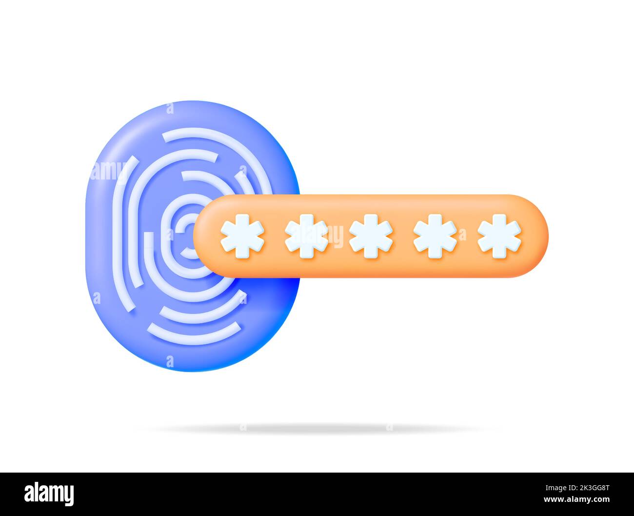 3D campo Password bloccata e impronta digitale. Illustrazione Vettoriale