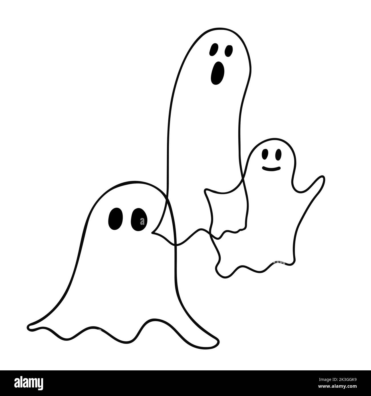 Immagine di immagini fantasma su sfondo bianco Illustrazione Vettoriale