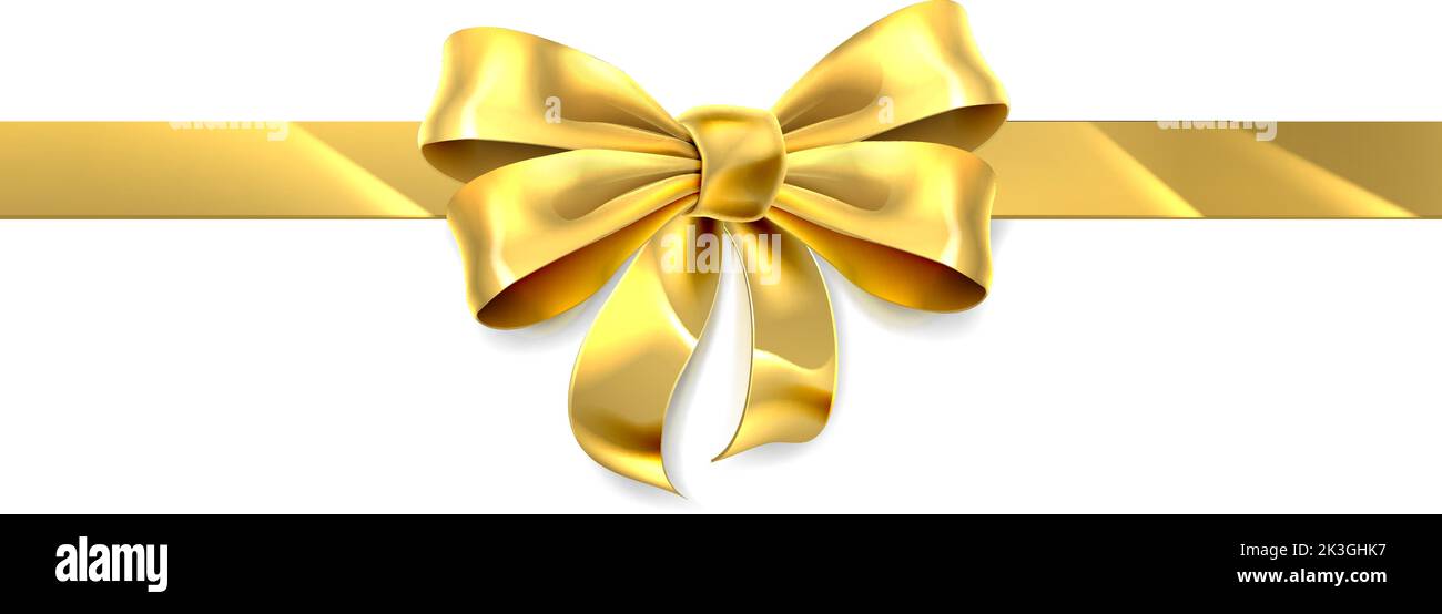 Regalo d'oro nastro d'oro regalo Bow Illustrazione Vettoriale